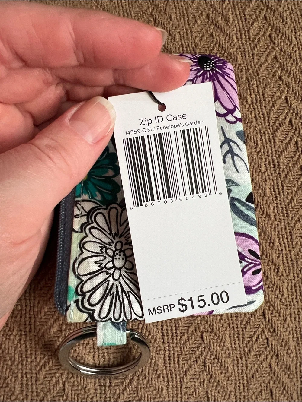 Vera Bradley Floral ID Card Holder in Aqua and Purple - Picture 4 of 4
